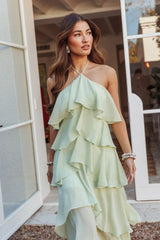 Darylyn Tiered Ruffle Maxi Dress Sage
