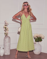 Jovanna Textured Sweetheart Midi Dress