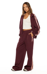 Kosie Burgundy and Pink Stripe Track Pants - PRE ORDER