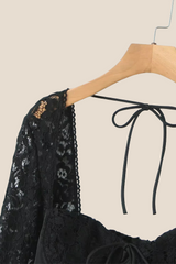 Long Sleeves Black Lace Mini Party Dress