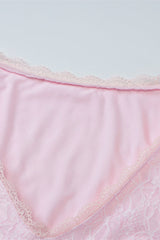 Long Sleeves Pink Lace Ruffled Short Dress