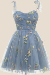 Lavender A-line Floral Short Princess Dress