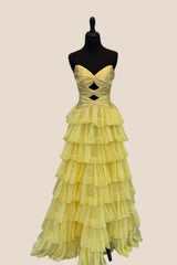 Keyholes Light Blue A-line Ruffle Prom Dress
