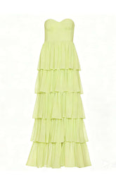 Light Blue Chiffon Sweetheart Ruffle Long Dress