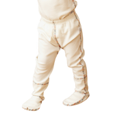 Organic cotton footed pants for kids on small child.