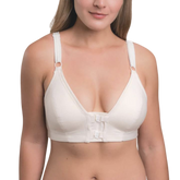 Front Closure Bra in white cotton, front view