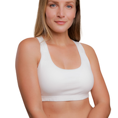 white Sports RacerBack Bra - front view