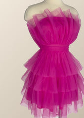 Hot Pink Flare Short Birthday Dress