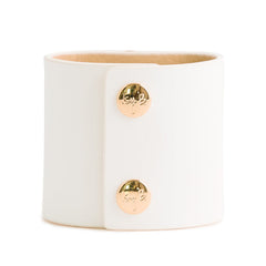 Loved Cuff - Moonstone White Leather with Brown Agate