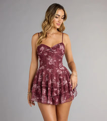 Sweet Like Honey Floral Lace Skater Mini Dress