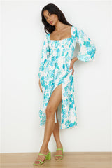 Sweet Epiphany Midi Dress Blue Floral