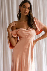 Grayson Tied Back Asymmetrical Midi Dress Peach