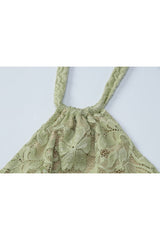 Halter Sage Green Lace Tight Dress with Train