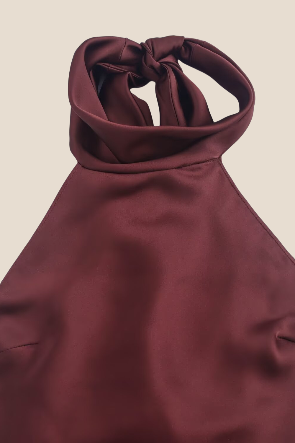 High Neck Burgundy Open Back Long Dress