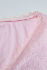 Long Sleeves Pink Lace Ruffled Short Dress