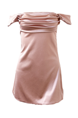 Off the Shoulder Blush Pink Ruched Party Dress