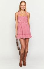 Oppolo Red Gingham Mini Dress