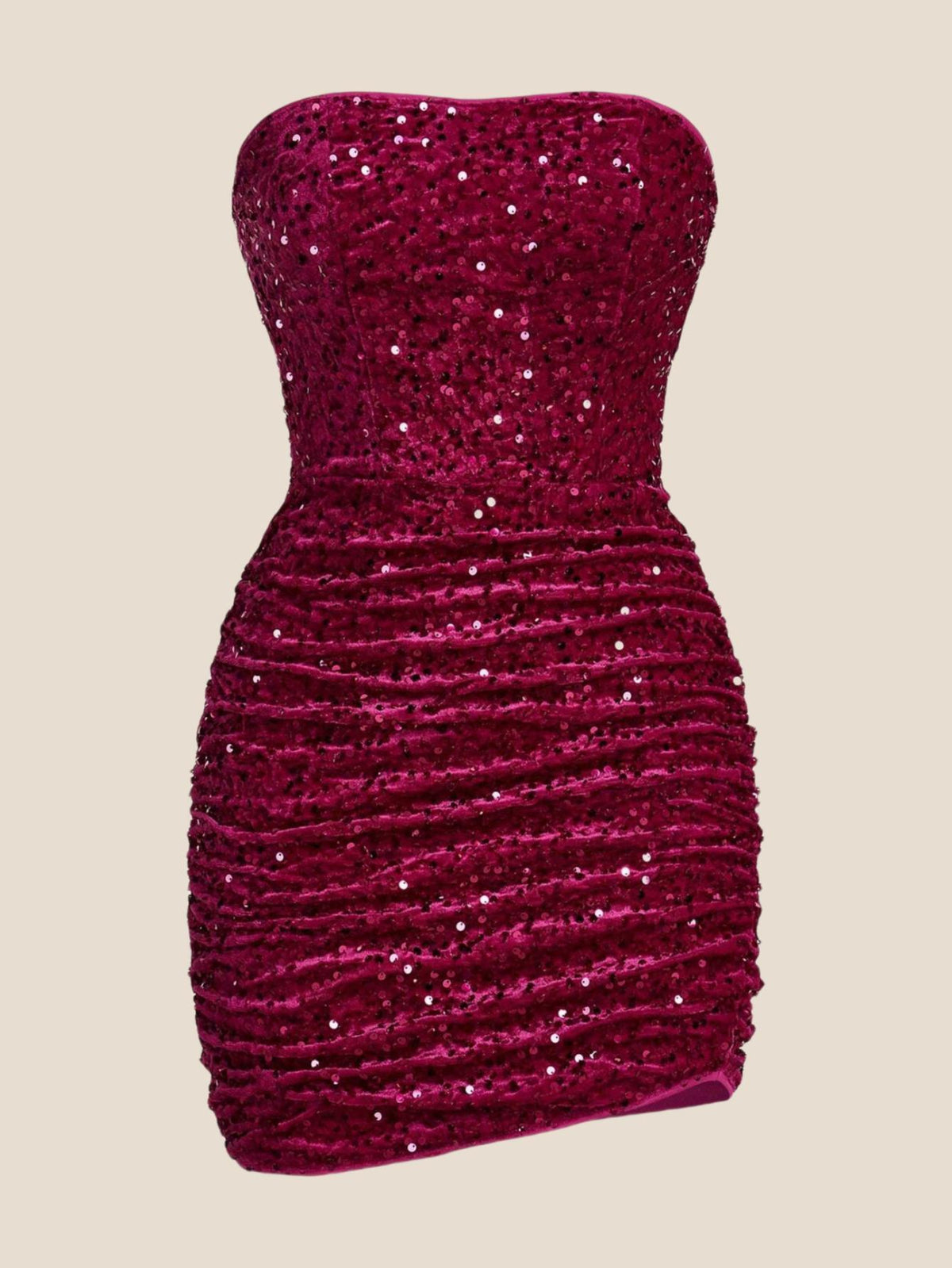 Strapless Fuchsia Bodycon Sequin Short Dress