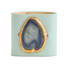 Loved Cuff - Aquamarine Leather with Blue Agate