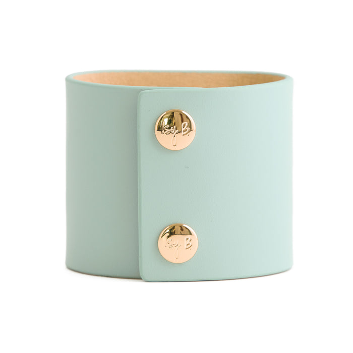 Loved Cuff - Aquamarine Leather with Brown Agate