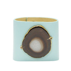 LOVED CUFF - MOONSTONE WHITE LEATHER WITH BROWN AGATE – M.1.02.004.2061