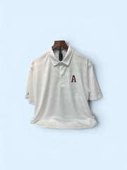 Mens White Multistripe Polo "A" Logo