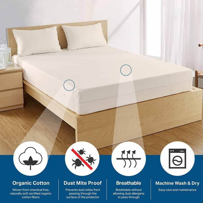 Organic Cotton Mattress Encasement for Allergies, Dust Mites & Sensitive Skin | AllergyCare™